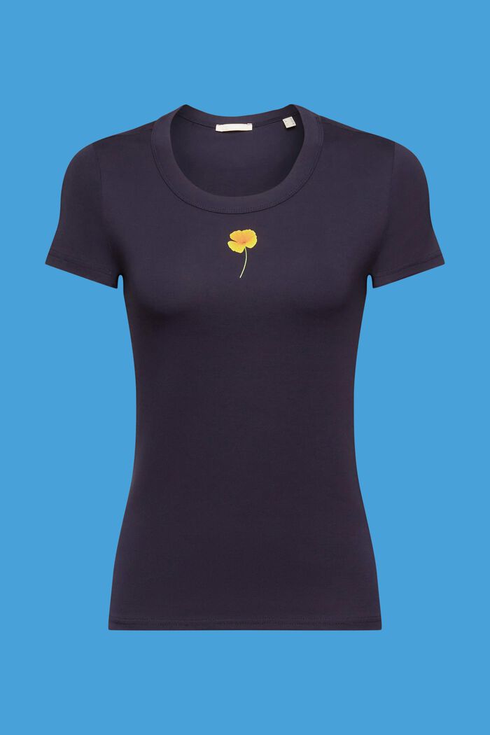 T-Shirt mit floralem Print auf der Brust