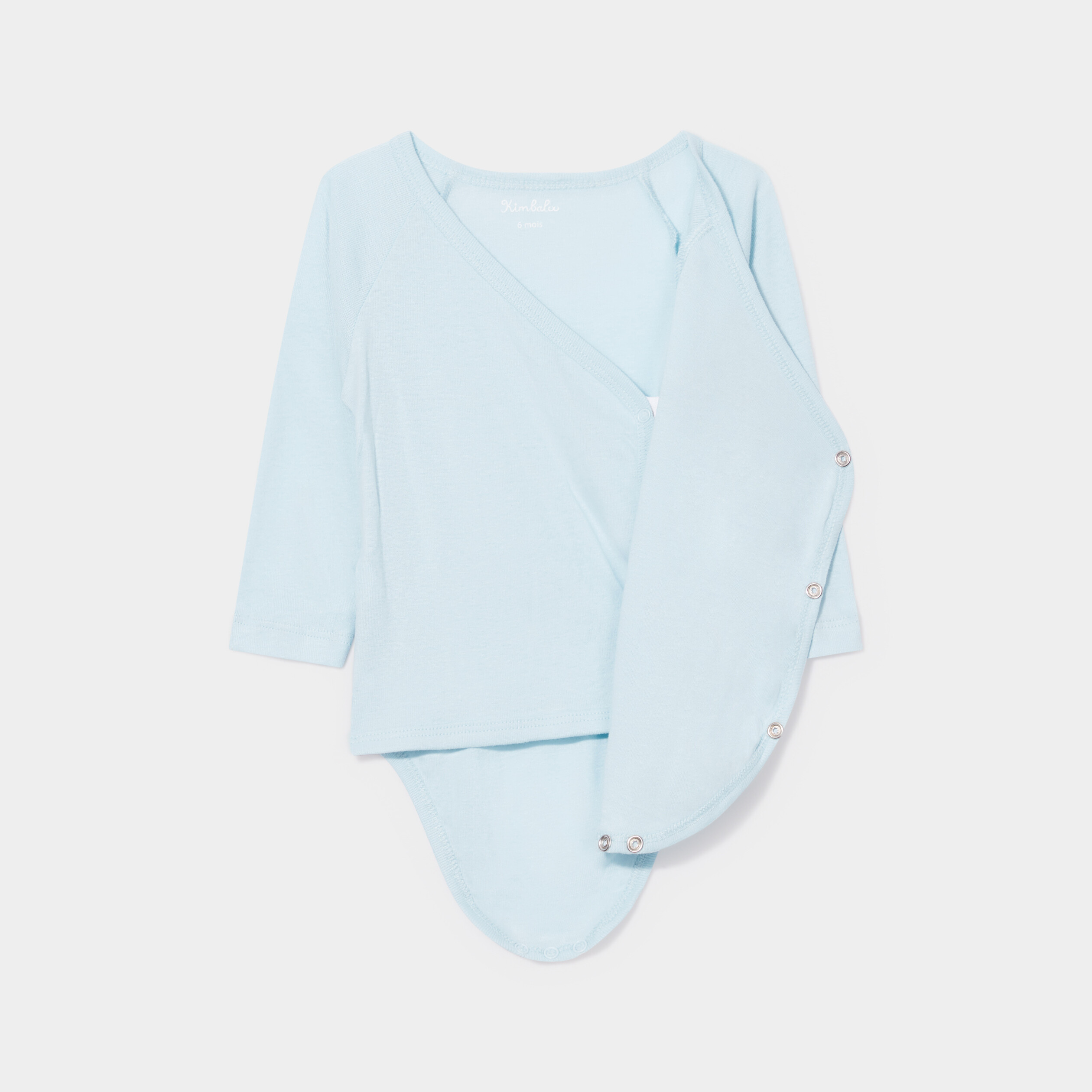 Lot 3 bodies coton manches longues bleu bébé garçon | La Halle