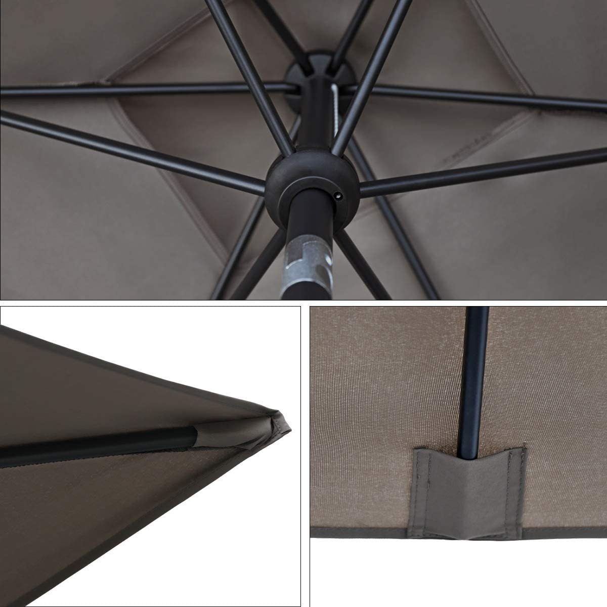 Sekey Sonnenschirm Aluminum Sonnenschirm Rechteckig 210 x 140cm Knickbar Gartenschirm, LxB: 210,00x140,00 cm, Marktschirm mit Kurbel, für Garten, Balkon, Terasse, Sonnenschutz UPF50+