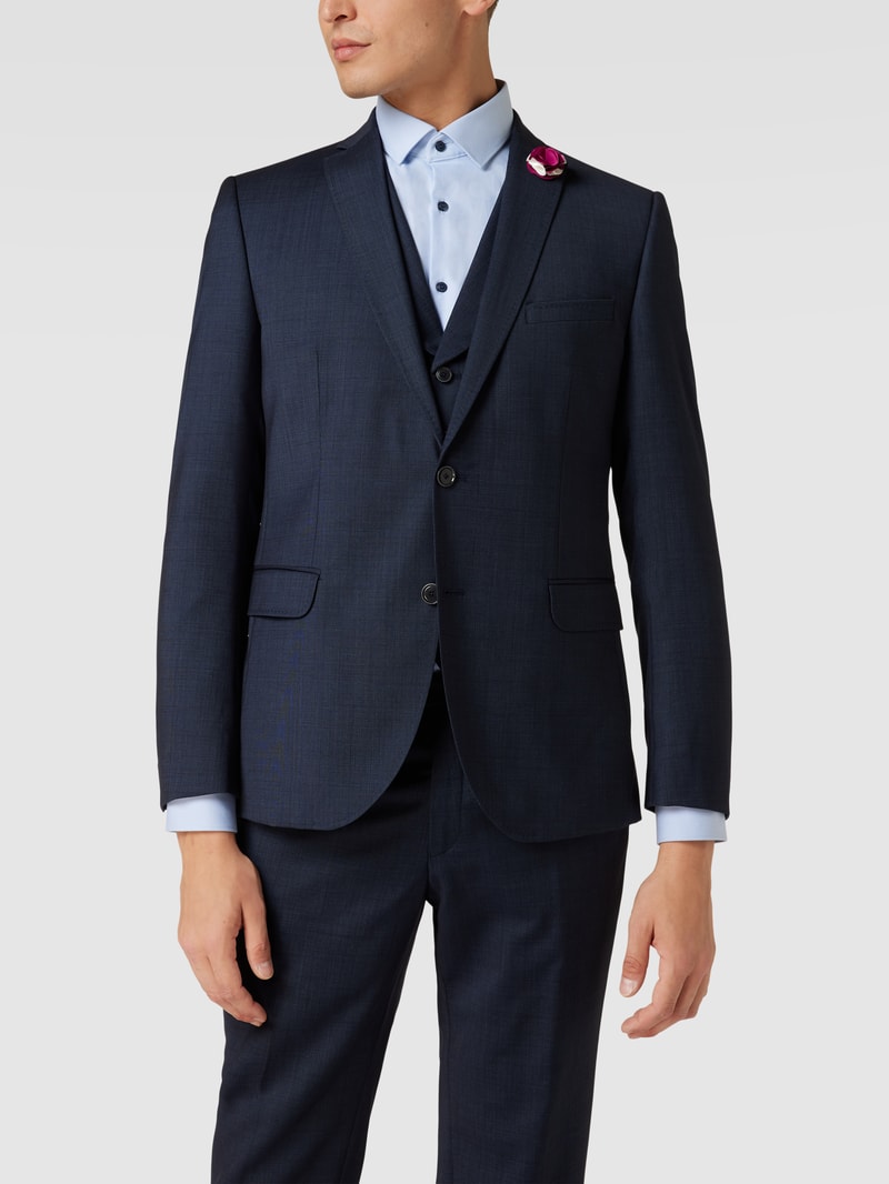 Slim Fit 2-Knopf-Sakko mit Zier-Detail in marineblau