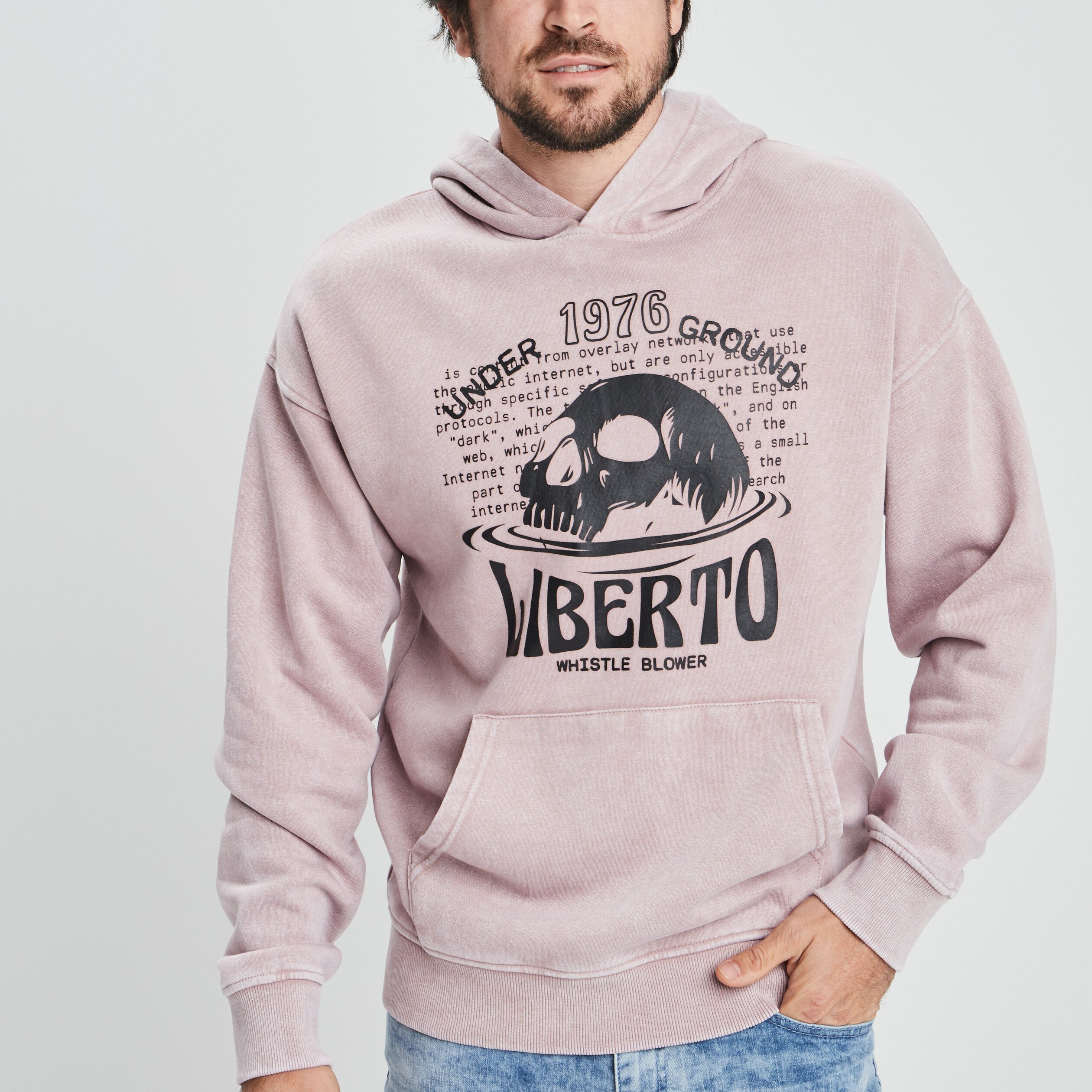 Sweat à capuche hoodie Liberto vieux rose homme | La Halle