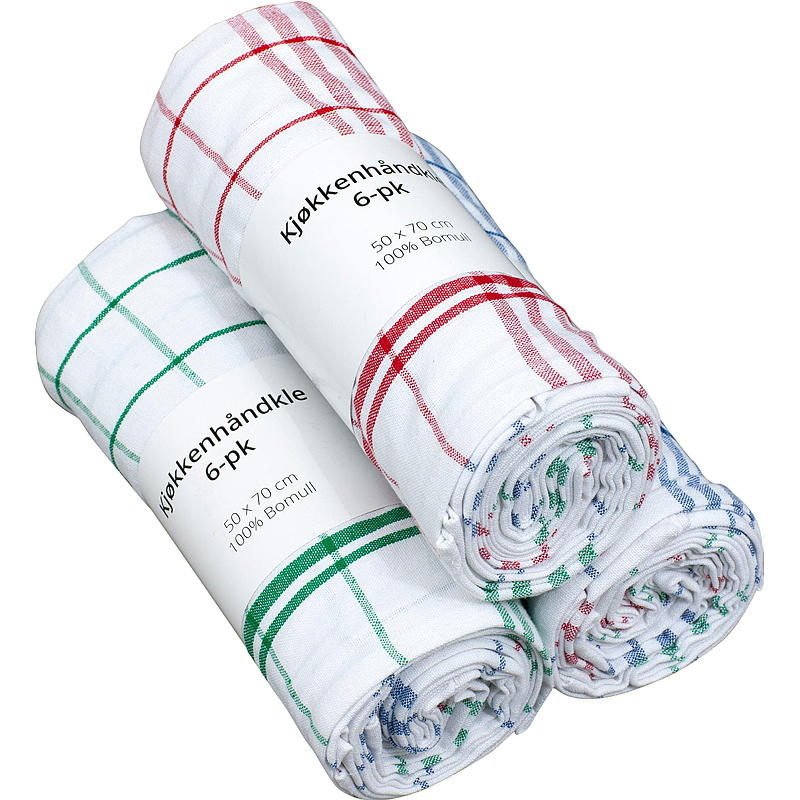 Home Kjøkkenhåndkle 6-pk 50x70 cm rutet