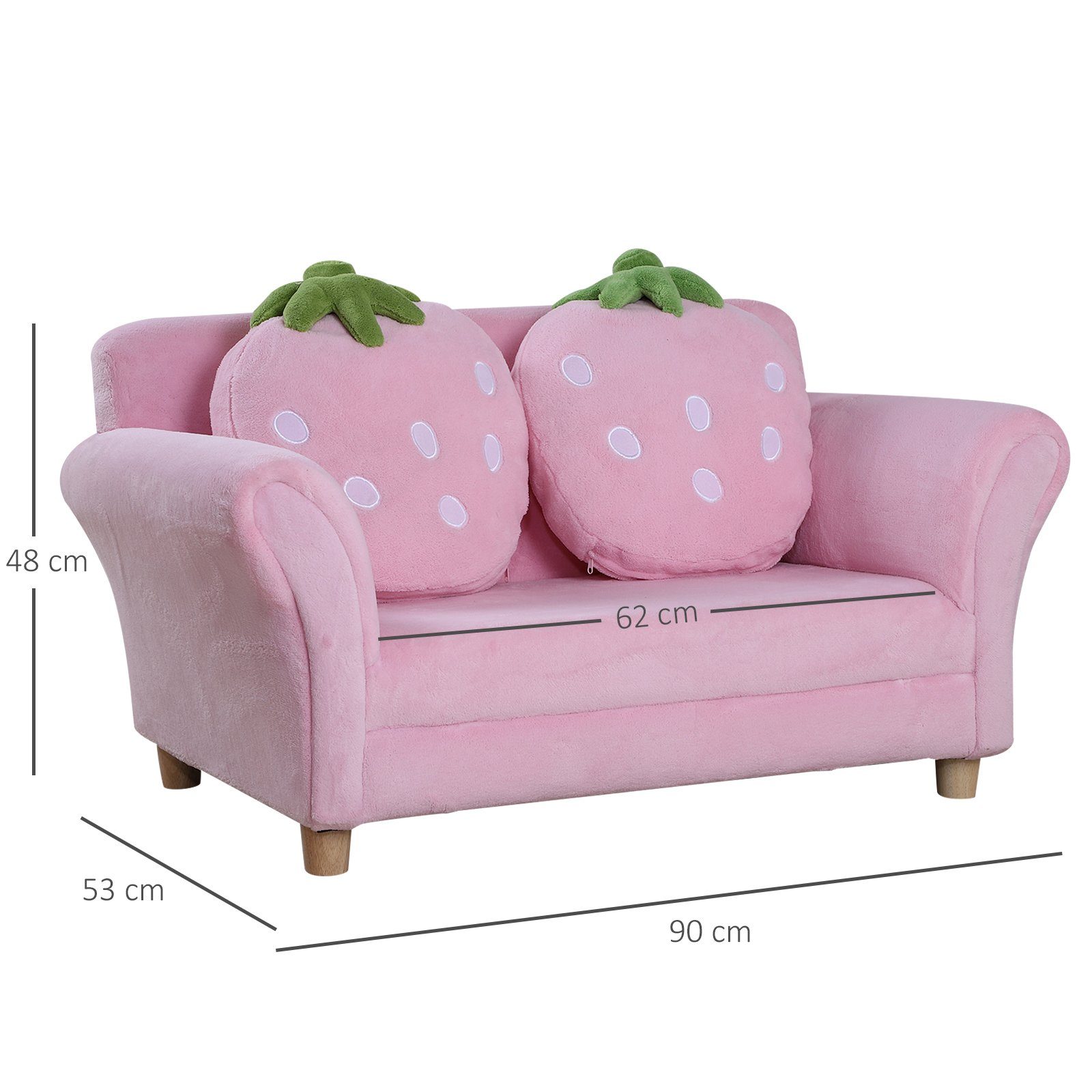 HOMCOM Sofa Kinder Erdbeersofa