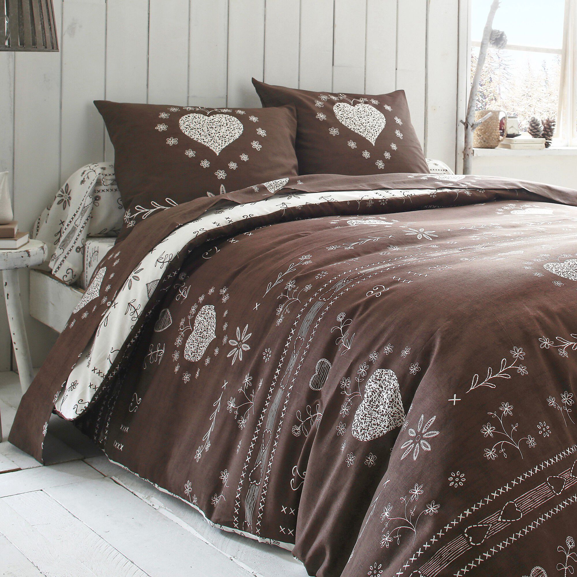 Linge de lit Anceny imprimé coeur