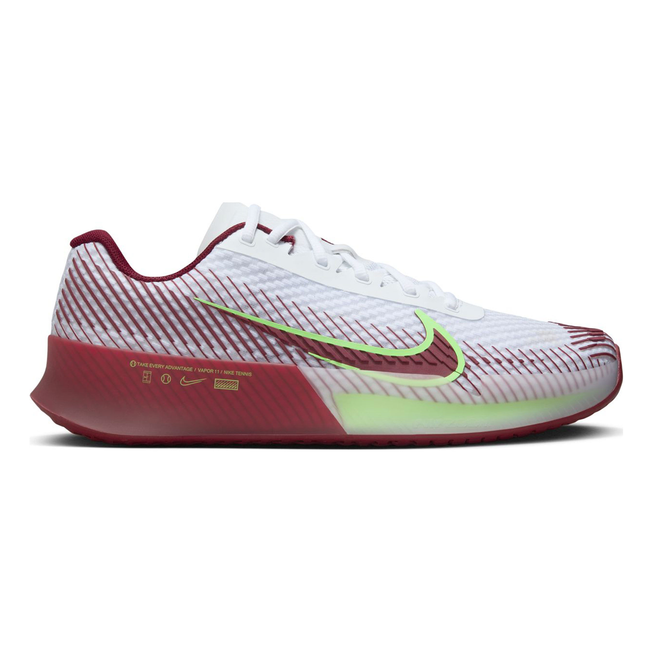 Air Zoom Vapor 11 Allcourtschuh Herren - Weiß, Dunkelrot