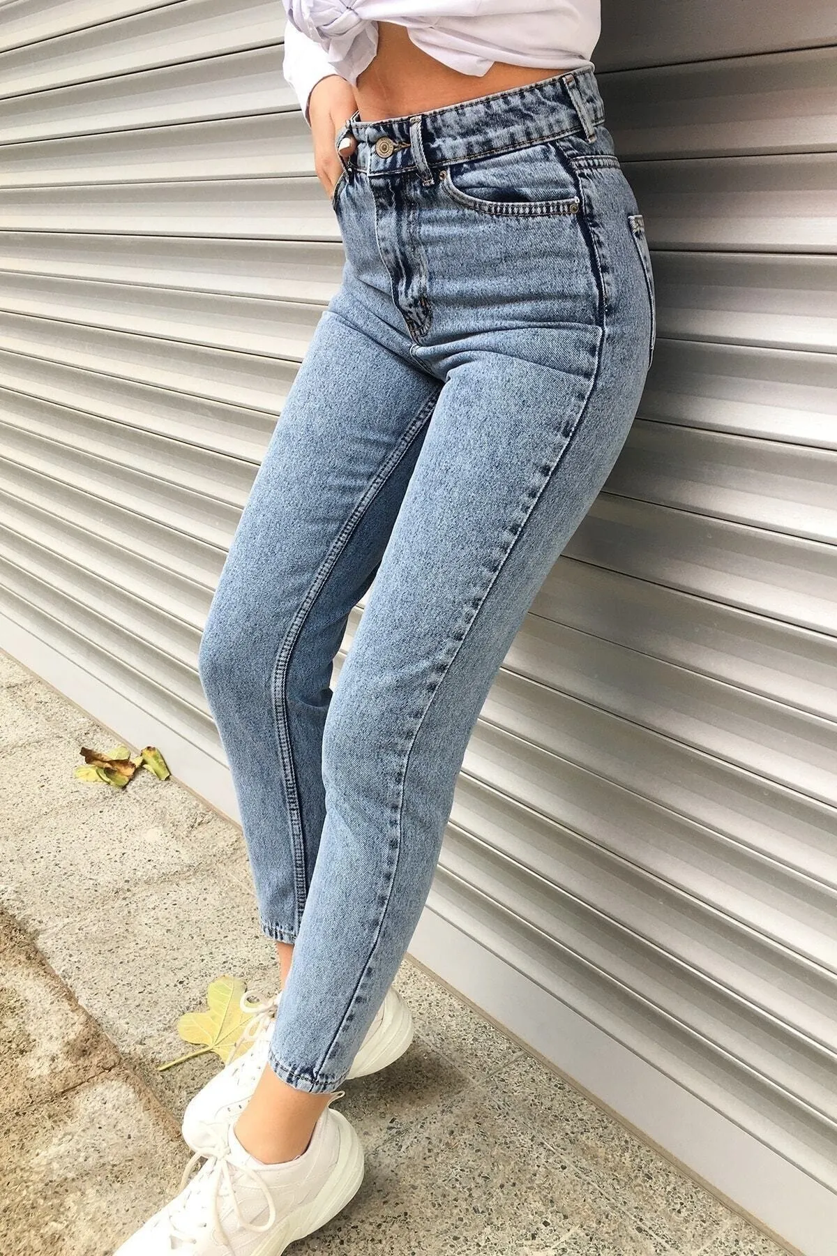 Ramrod  Spezielle Design-Jeans aus Lycra-Boyfriend-Denim mit hoher Taille