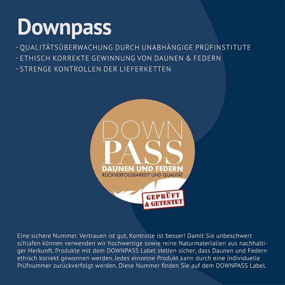Daunenkissen Luxus Kopfkissen 60% Daunen, casimum, Füllung: 60% Daunen / 40% Federn, Bezug: Weiß, nachhaltig produziert, allergikergeeignet, kuschelig weich