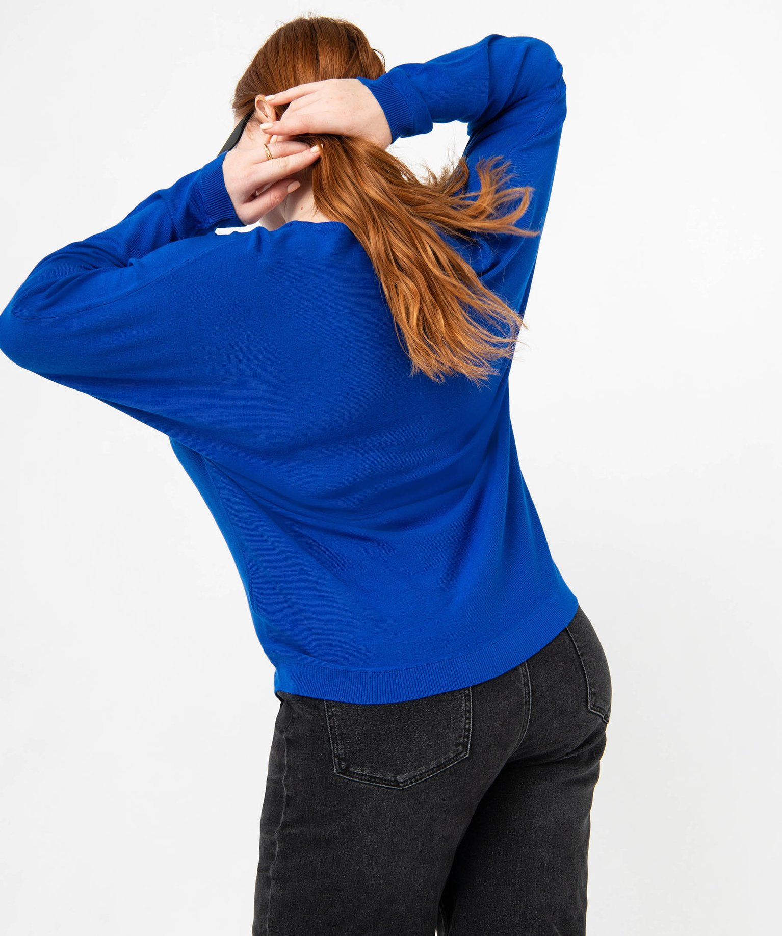Pull fin avec col V zippé femme grande taille bleu | GEMO