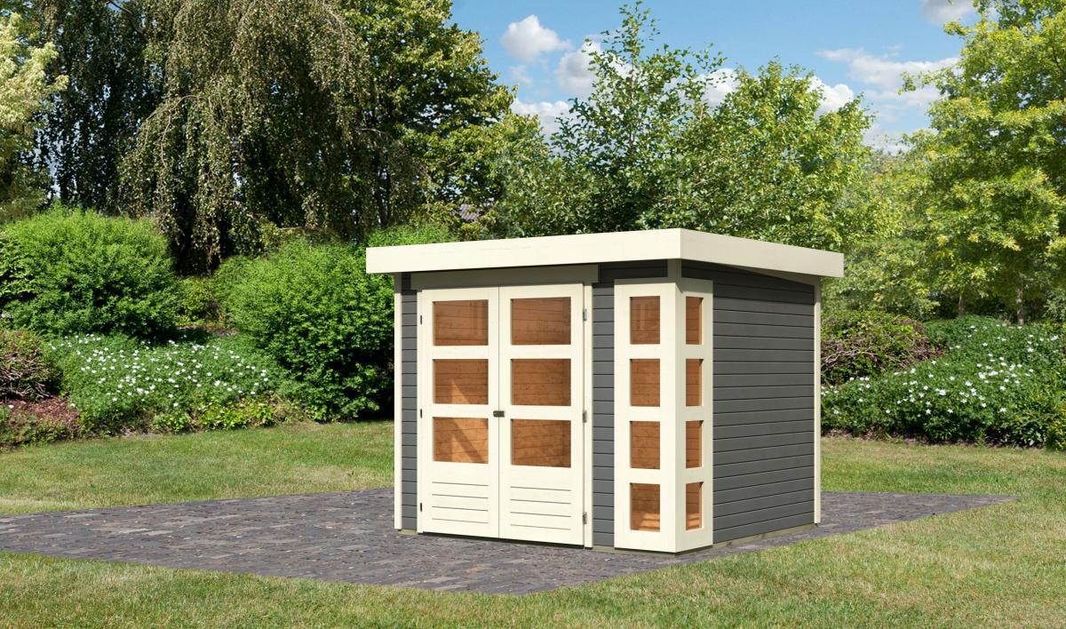 Karibu Gartenhaus Steigenberg 3 terragrau