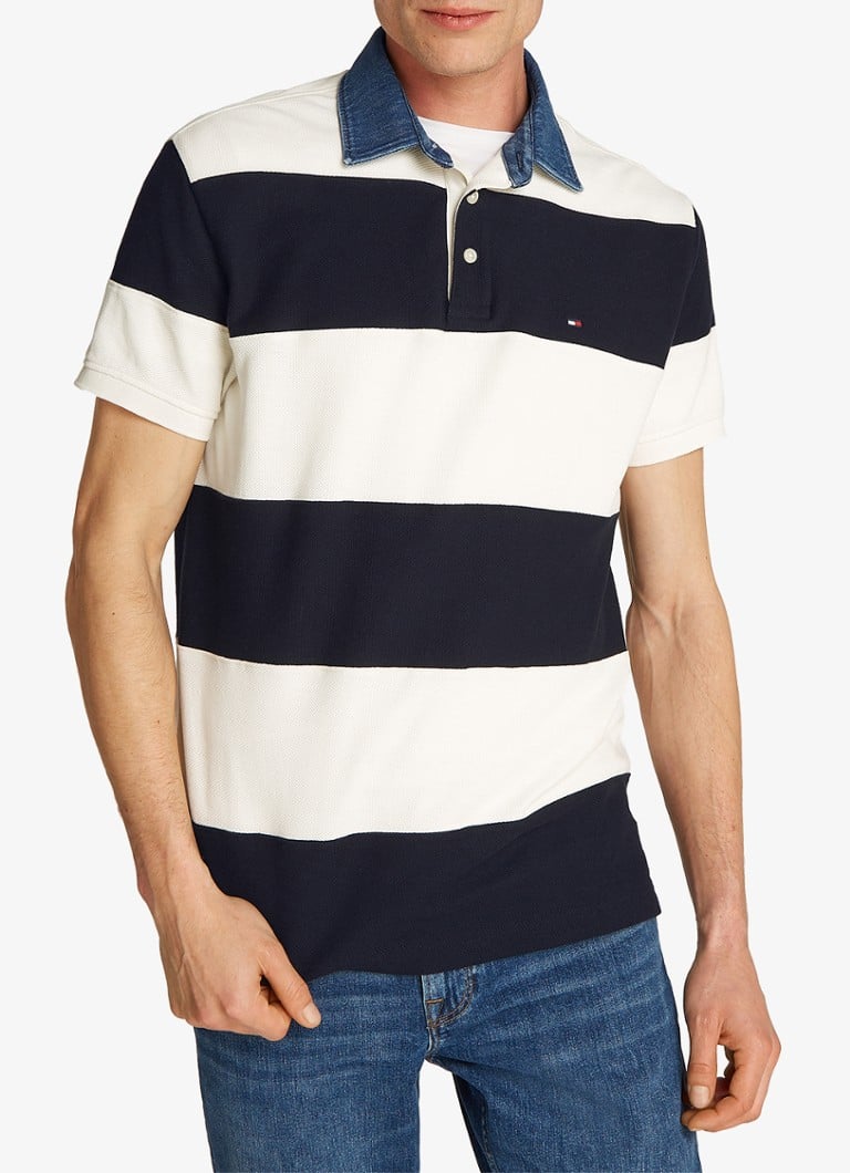 Tommy Hilfiger  Regular fit polo met streepprint en structuur