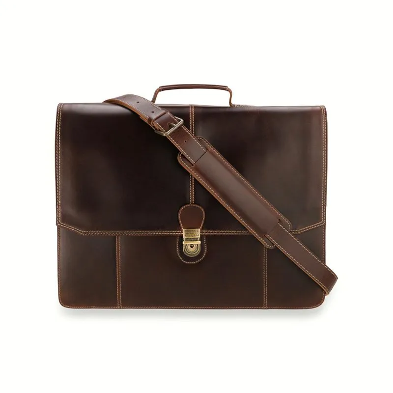 Buckle & Seam Leder Aktentasche Sierra - Braun \/ Stripes
