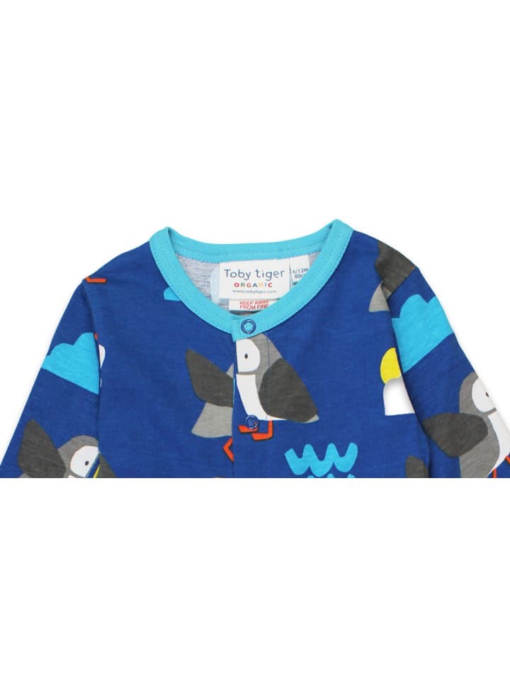 Toby Tiger Schlafanzug mit Papageientaucher Print in blau günstig kaufen