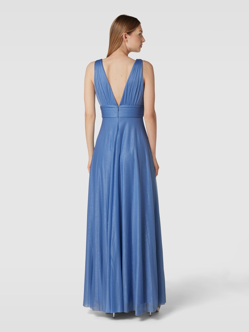 Abendkleid mit Taillenpasse in jeans meliert