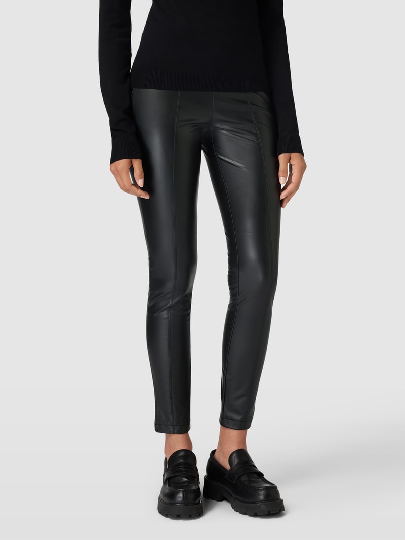 Leggings in Leder-Optik mit elastischem Bund in schwarz