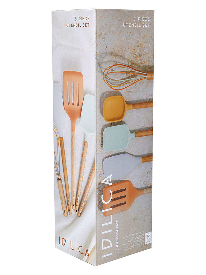 Kitchencraft 5tlg. Set: Küchenhelfer in Mint/ Orange/ Hellgrau günstig kaufen onesize
