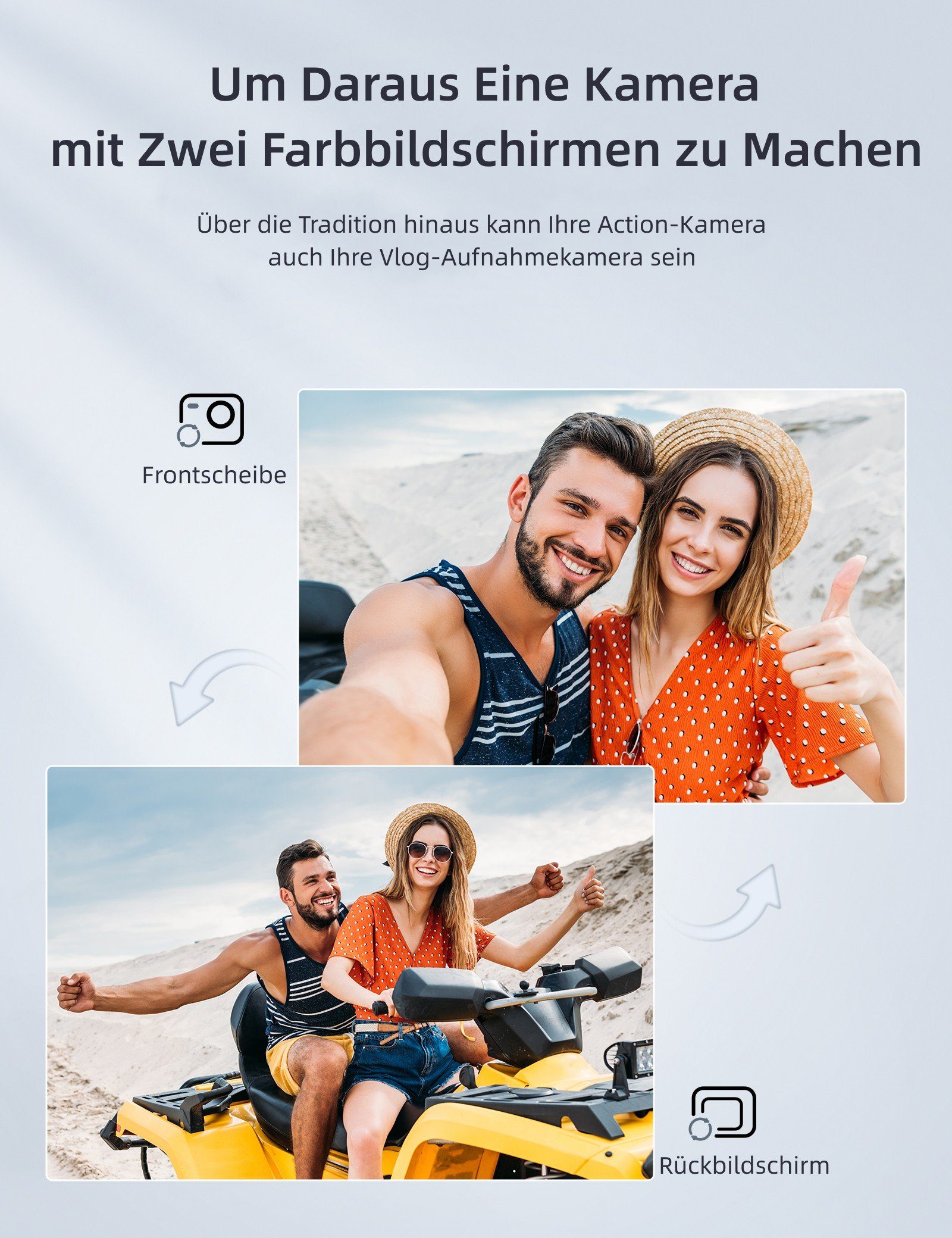 WOLFANG Action Cam (FULL HD, 4K 60FPS 24MP, Touch-Screen, 3.0 EIS, Blankes Metall Wasserdicht)