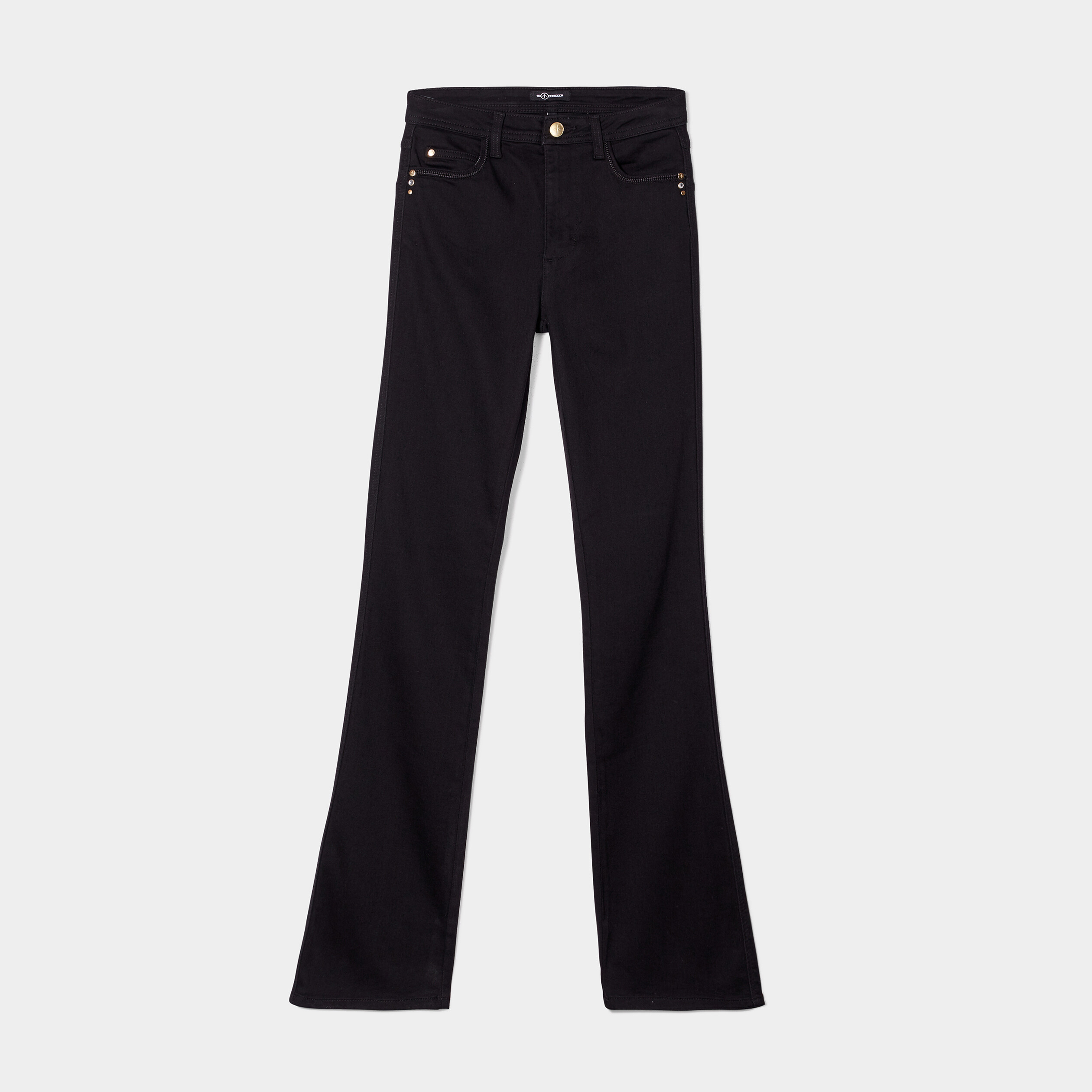 Jeans bootcut liserés métallisés denim noir femme | La Halle