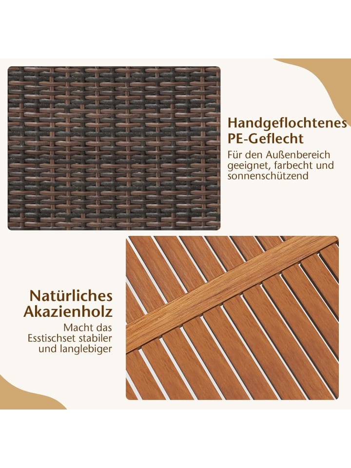 COSTWAY Polyrattan Gartenmöbel 7 tlg. Set in Braun günstig kaufen onesize