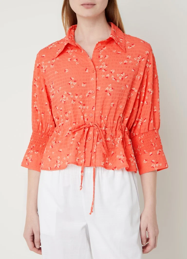 French Connection  Gretta cropped blouse met bloemenprint en trekkoord