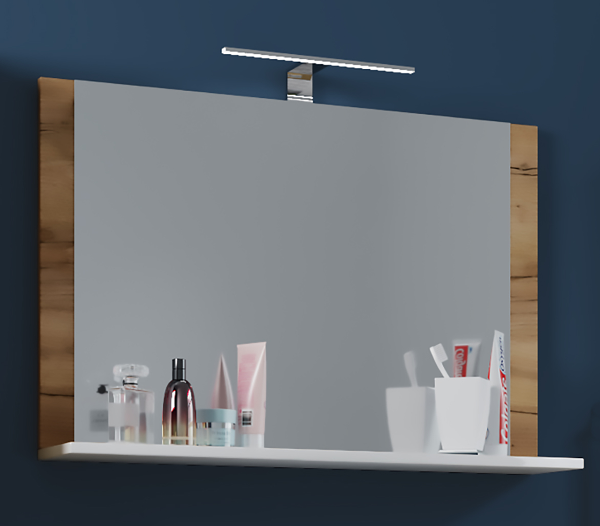 VCM Spiegel Lendas mit Ablage 80 cm Honig-Eiche/Weiß