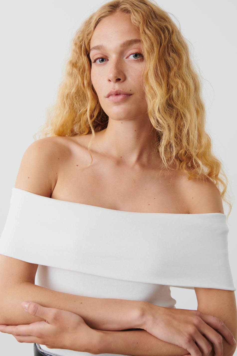 Folded off shoulder top