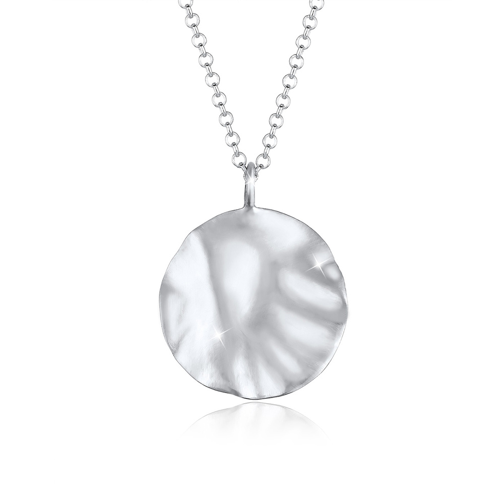 Elli Elli Collier Femme Pendentif Design Organique Paillette - (925/1000) Argent Bijoux