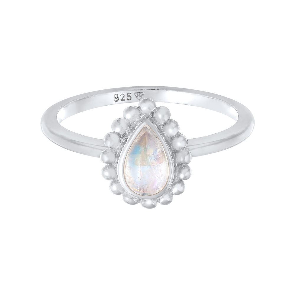 Elli Elli Bague Femmes goutte boules avec pierre de lune en argent sterling 925 Bague