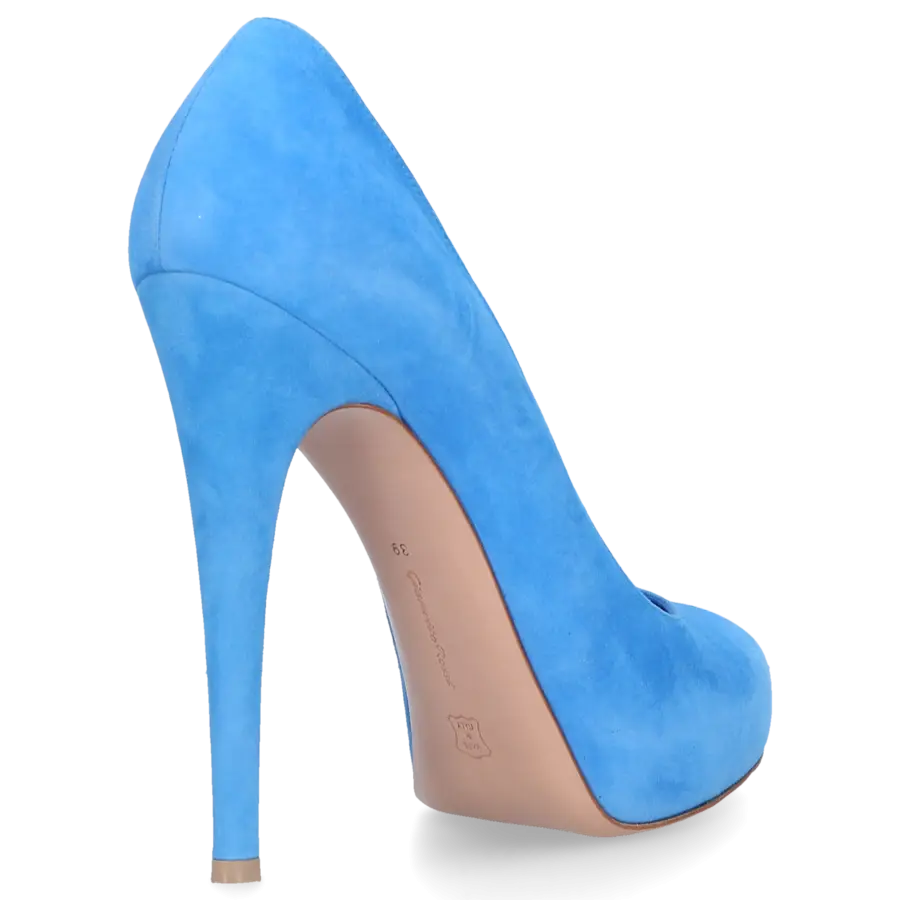Gianvito Rossi - Plateaupumps Veloursleder blau - blau
