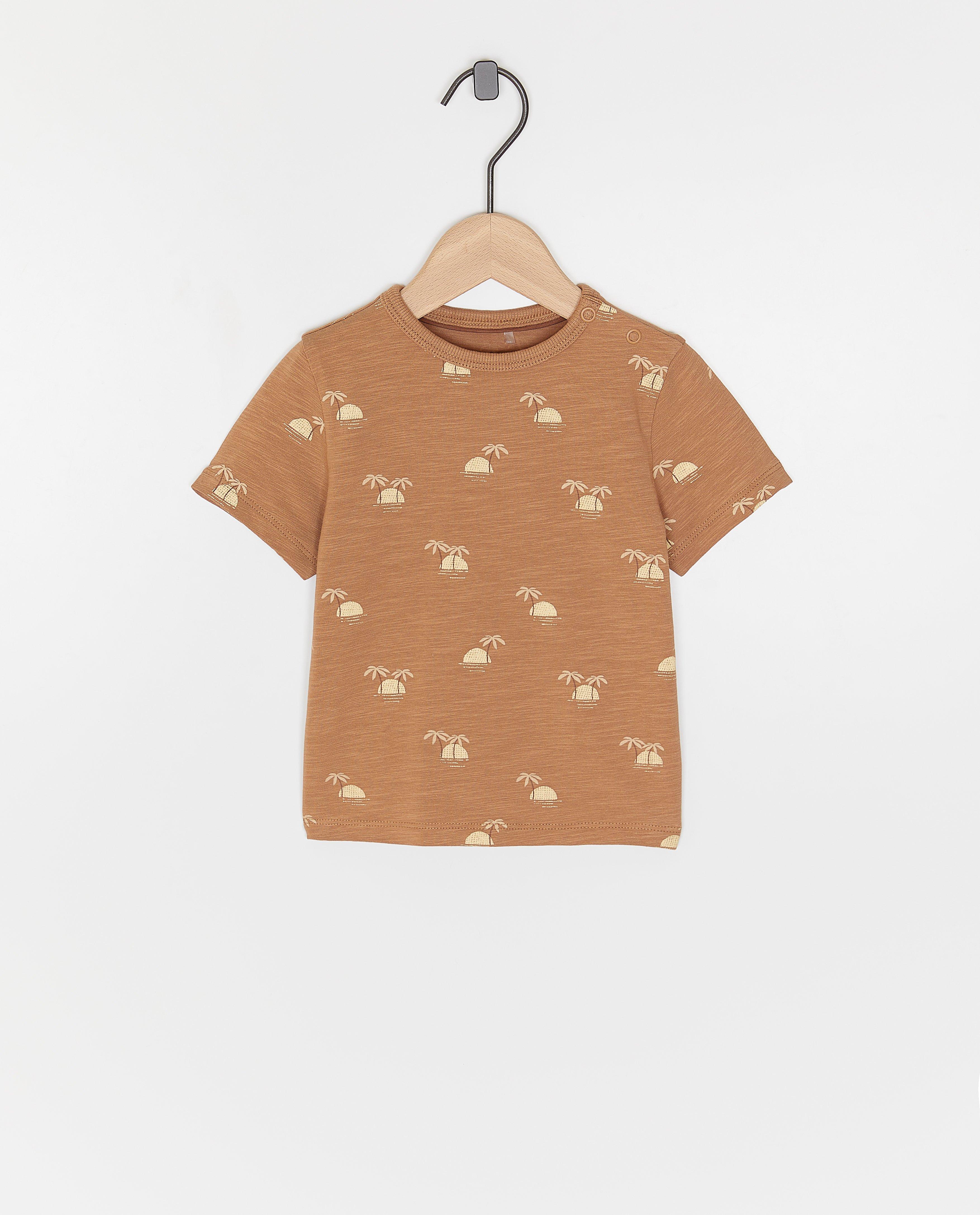 Tricou Cuddles and Smiles cu imprimeu solar maro