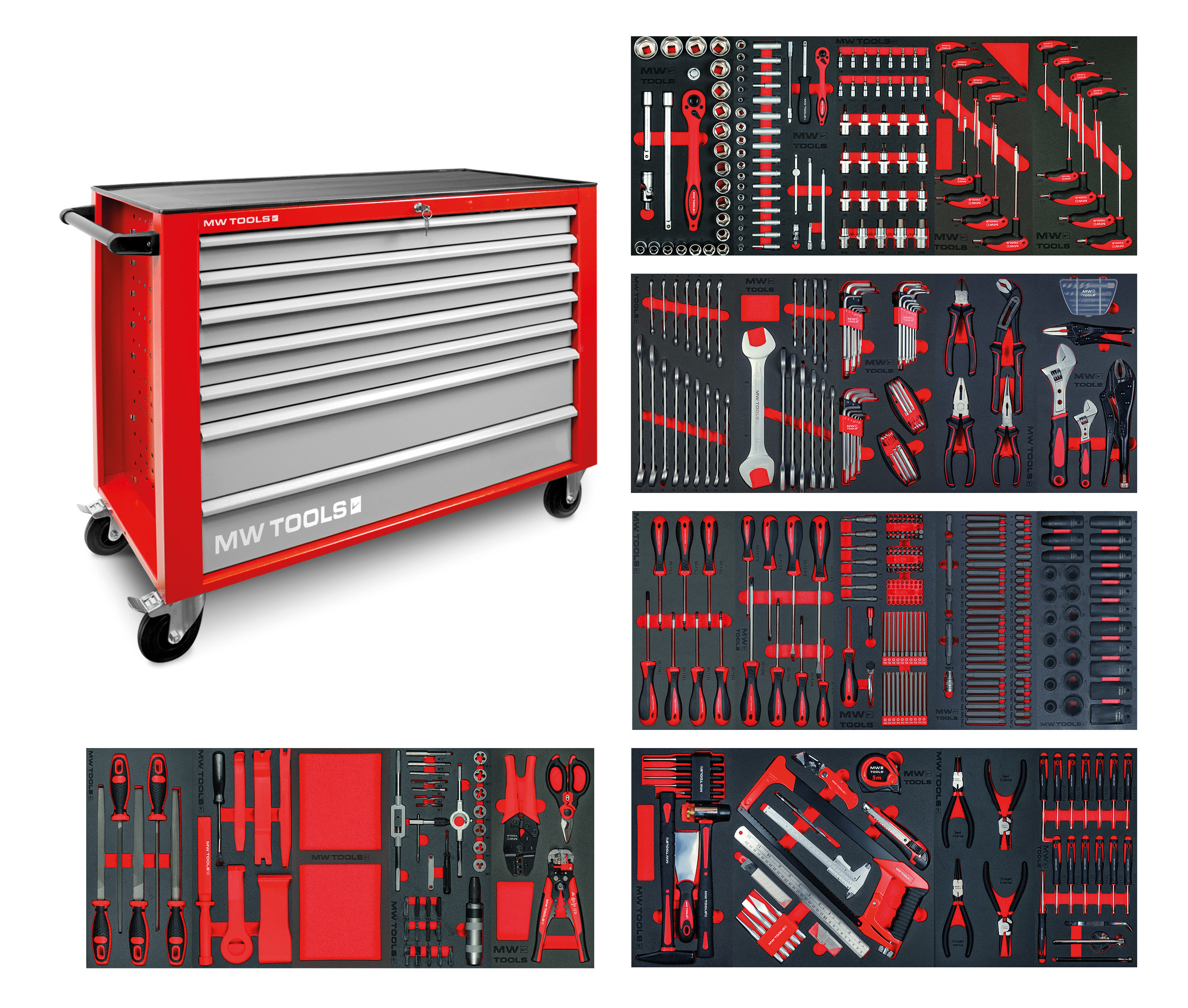 Metal Works 855006755 MWE512G3 Gefüllter breiter Werkzeugwagen XL 514-teilig