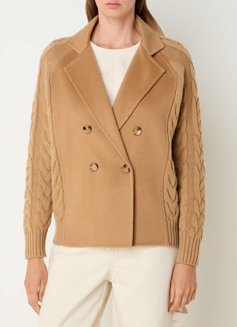 Cardigan MaxMara tricotat cu împletituri din cașmir.