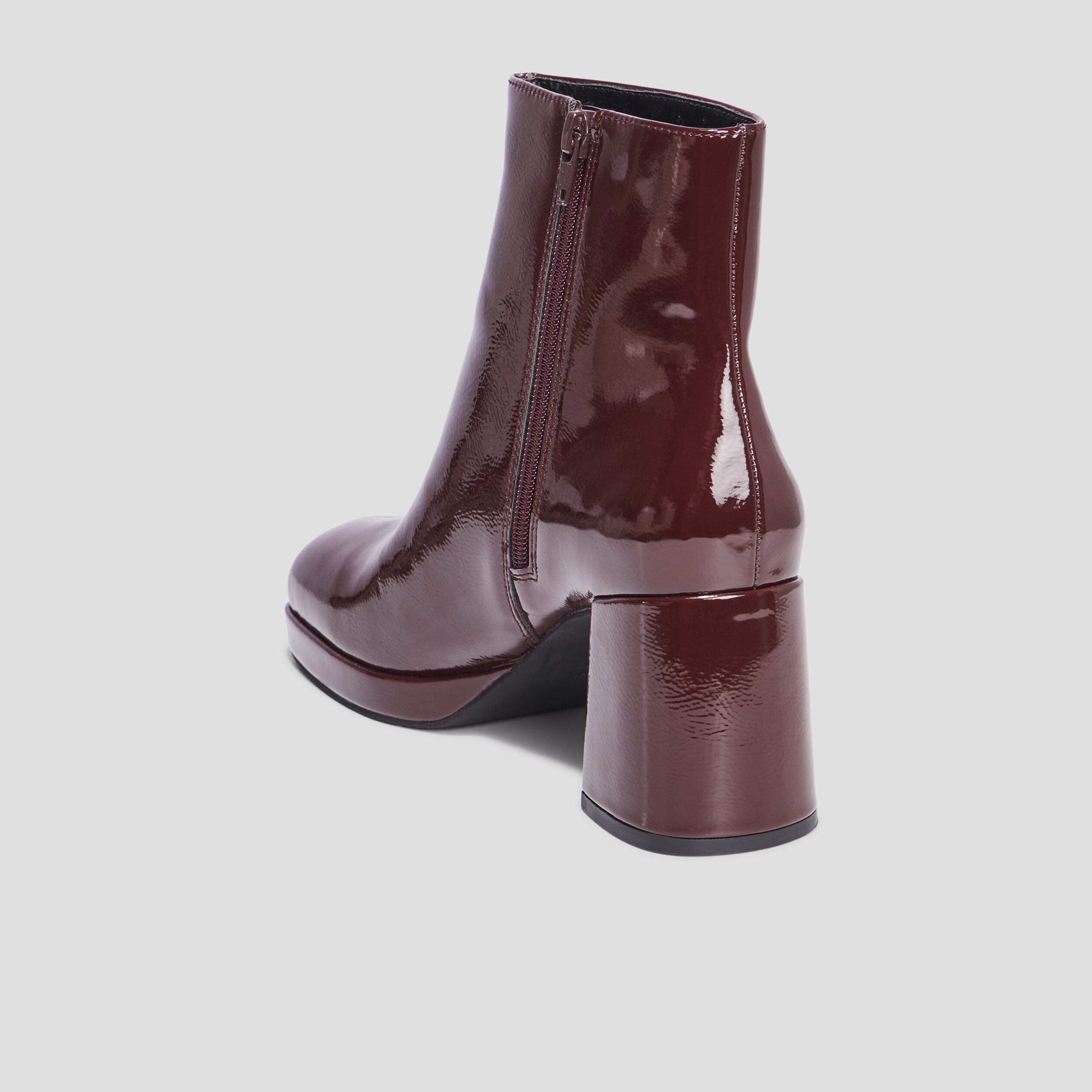 Bottines plateformes vernies à talons bordeaux femme | La Halle