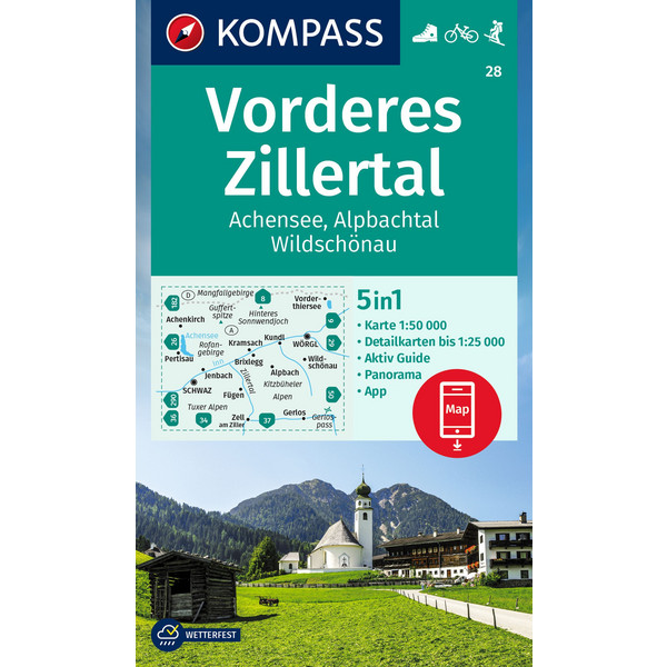 KOMPASS WANDERKARTE 28 VORDERES ZILLERTAL