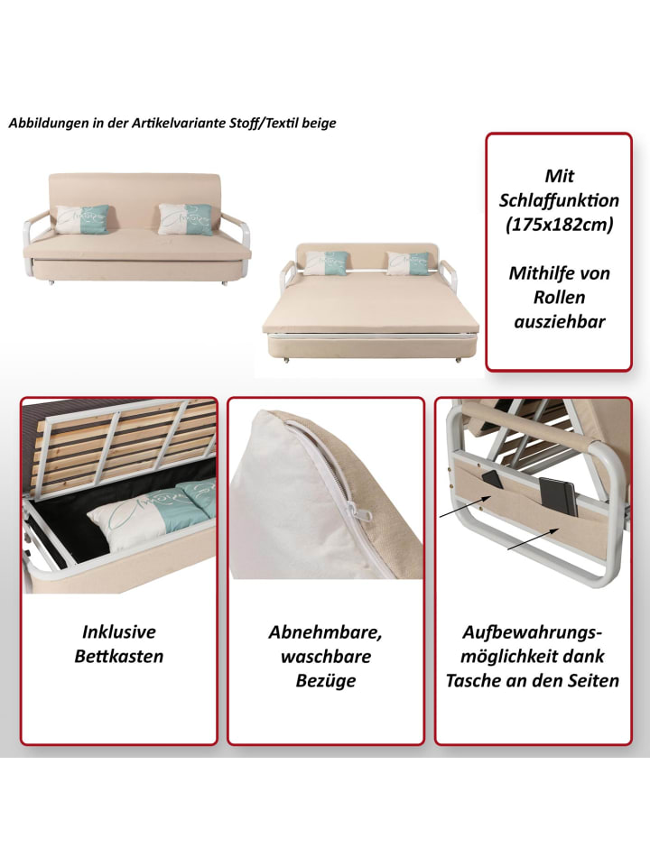 MCW Schlafsofa M83 Schlafcouch Couch Sofa, Stoff/Textil dunkelblau günstig kaufen onesize