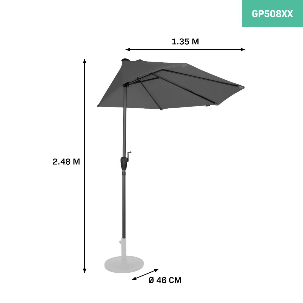 VONROC Magione 270 x 135 cm Premium parasol
