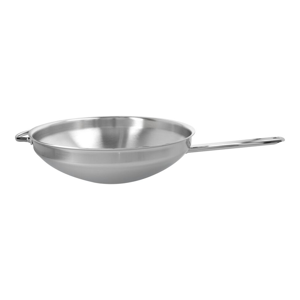 Wok flacher Boden 32 cm, 18/10 Edelstahl