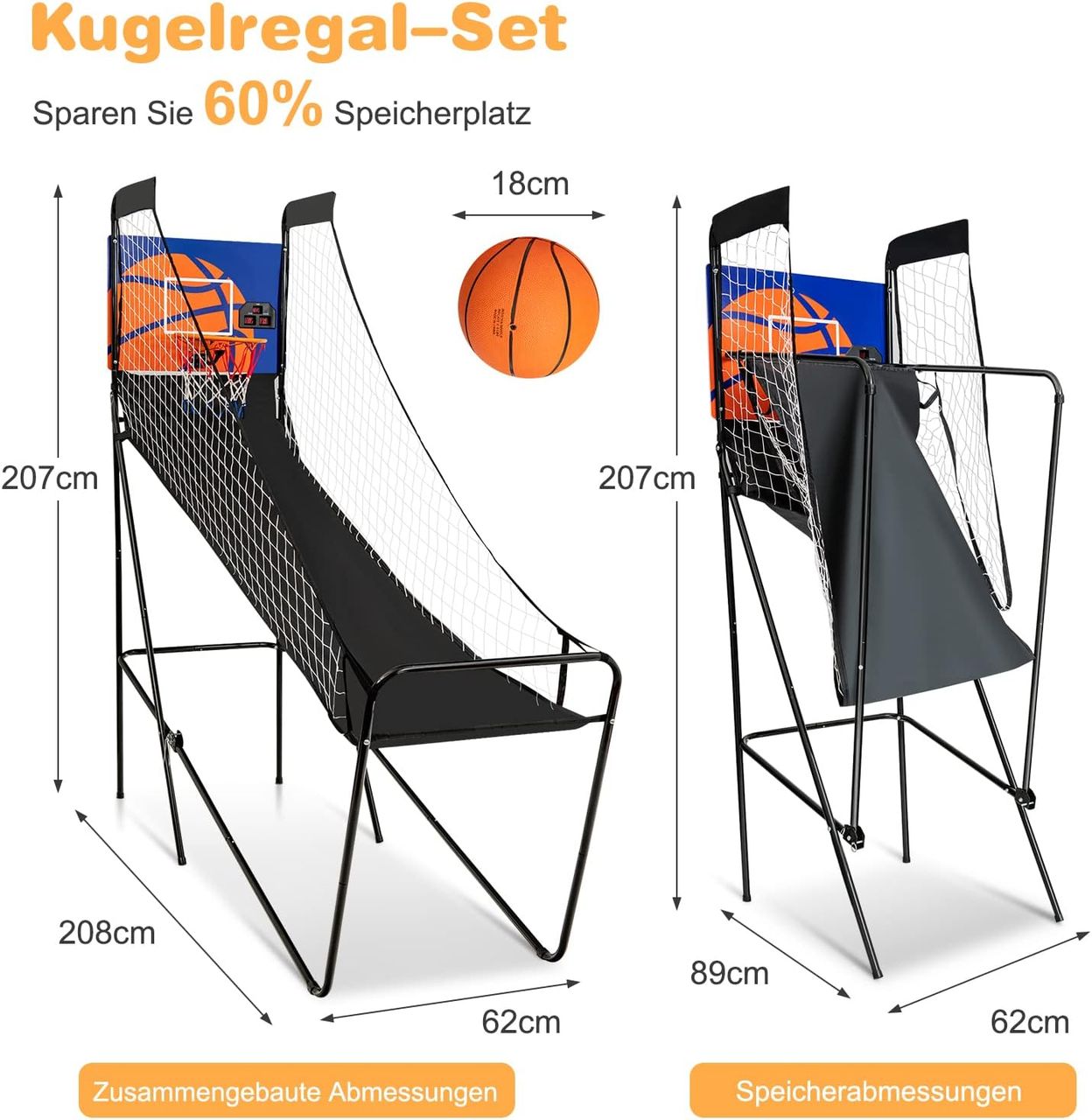 Costway Arcade-Basketballspiel klappbar