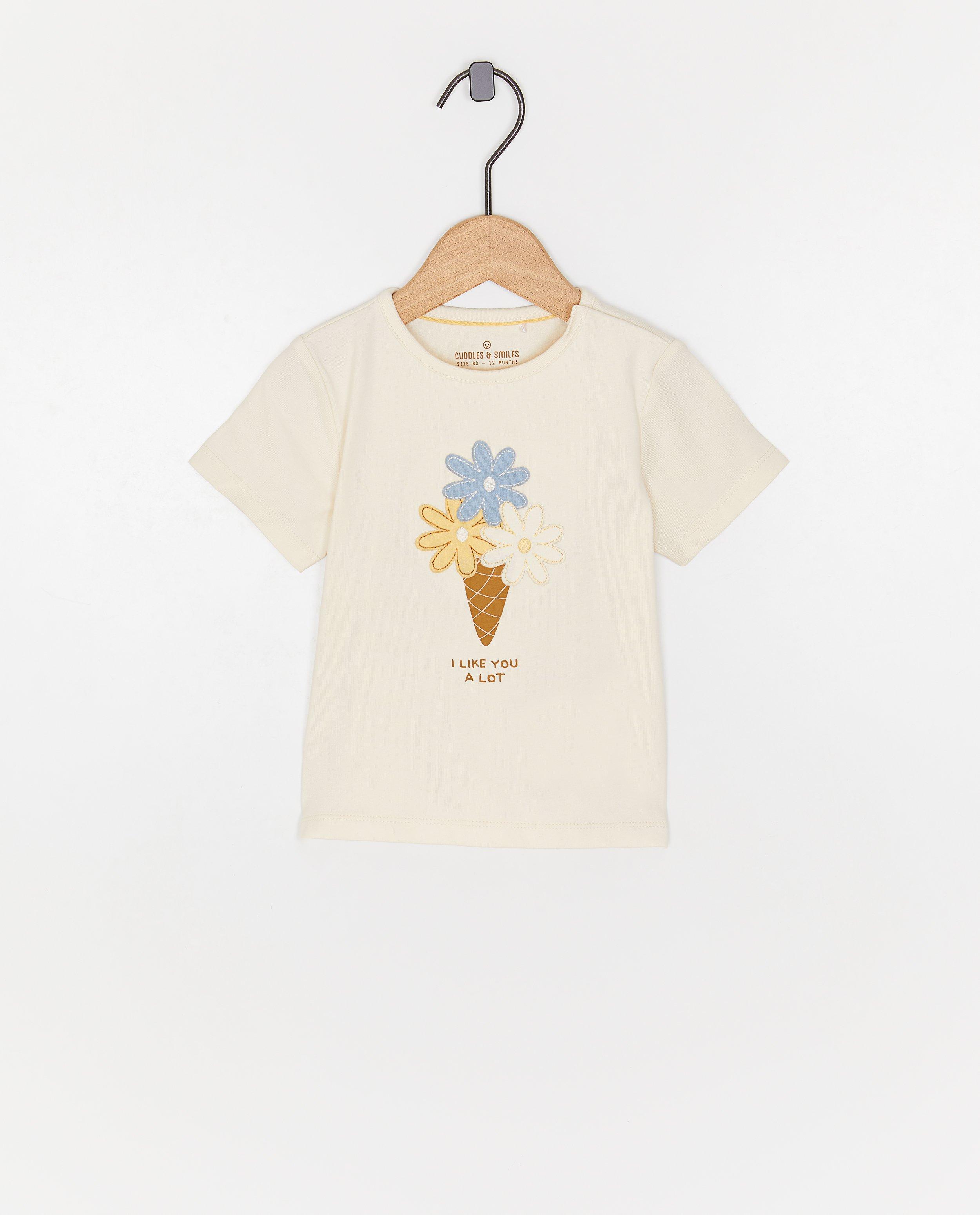 Cuddles and Smiles T-shirt med tryck vit