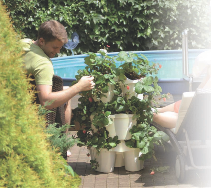Powertec Garden Pflanzturm, ca. 16 Liter, Anthrazit