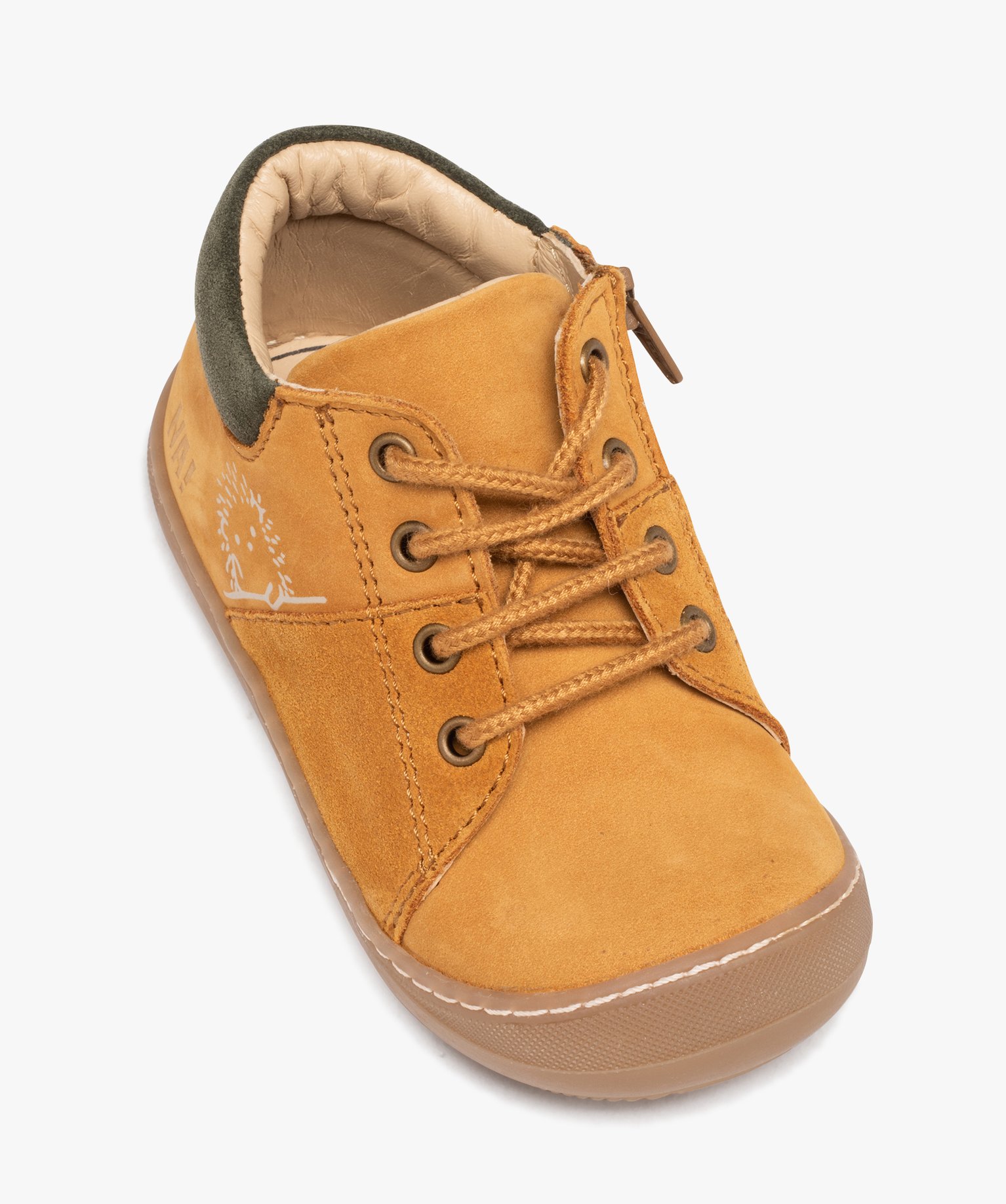 Chaussures en cuir avec zip et lacets bébé Garçon - NA! jaune | GEMO