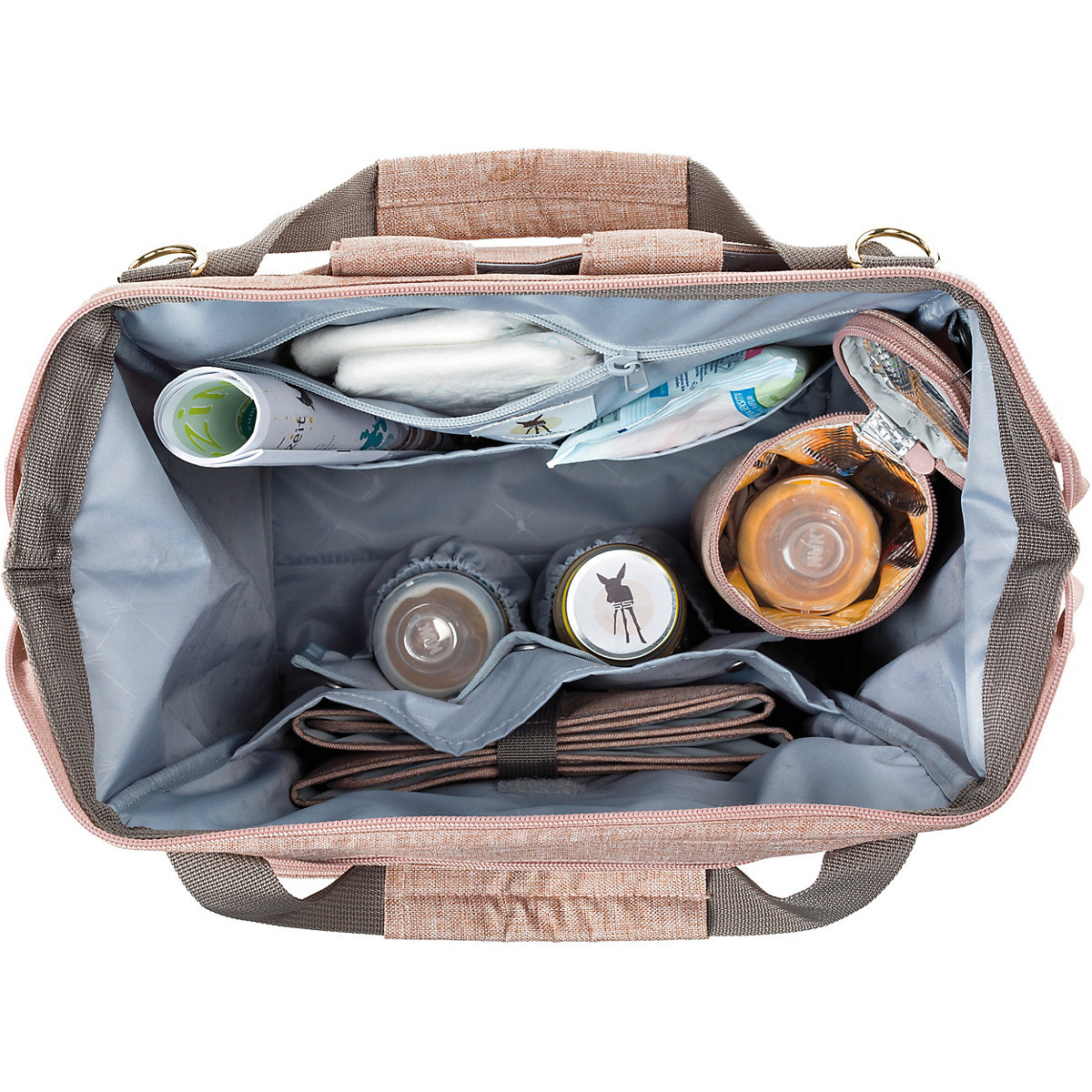 Wickelrucksack Goldie Glam rosé, inkl. Zubehör & Wickelunterlage