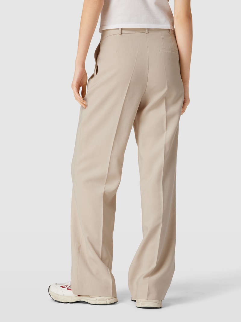 Bundfaltenhose mit Haken- und Reißverschluss in beige