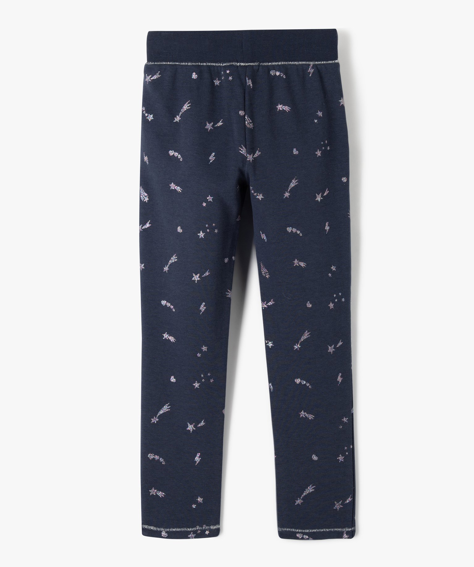 Pantalon de sport slim à motifs pailletés fille marine | GEMO