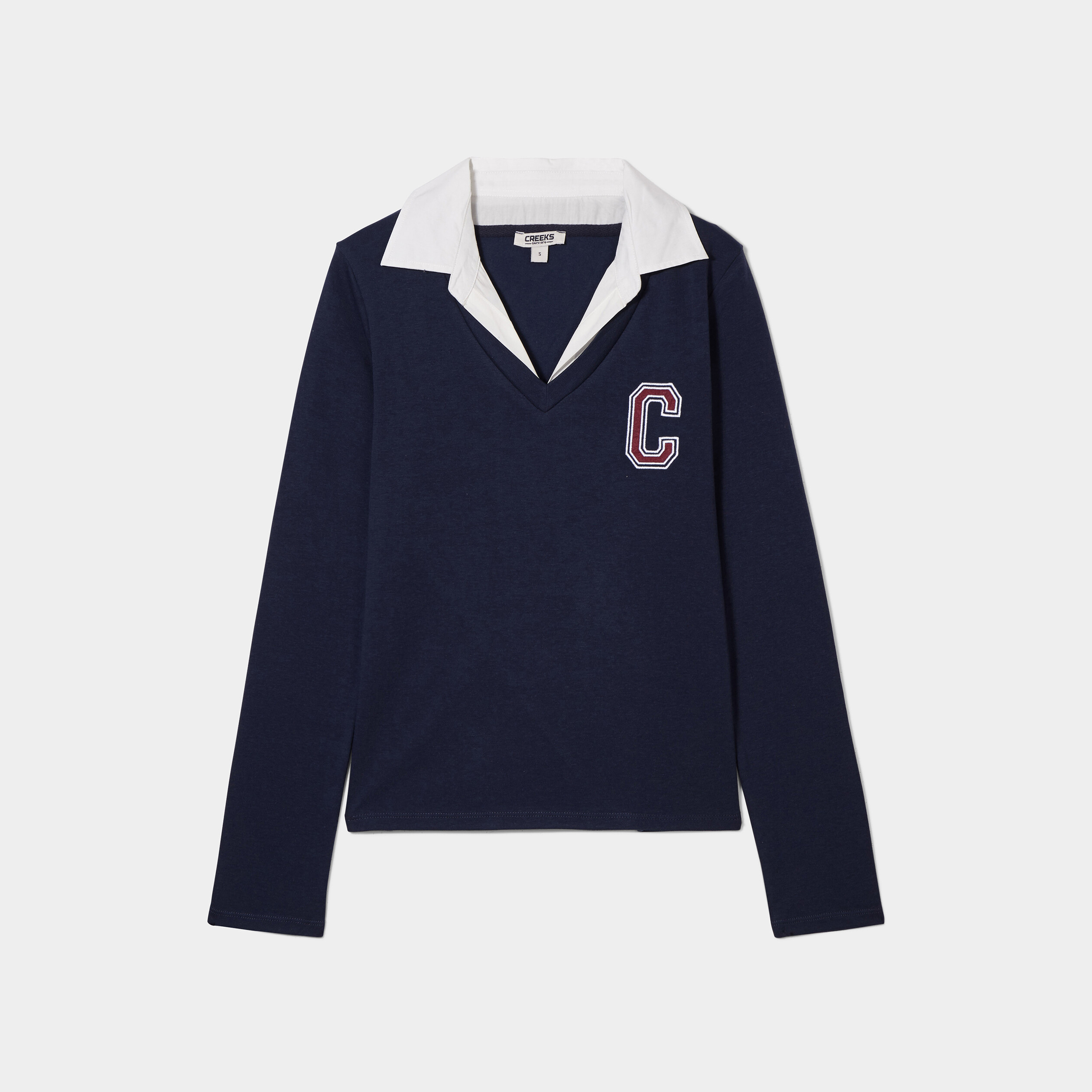 T-shirt col chemise Creeks bleu marine femme | La Halle