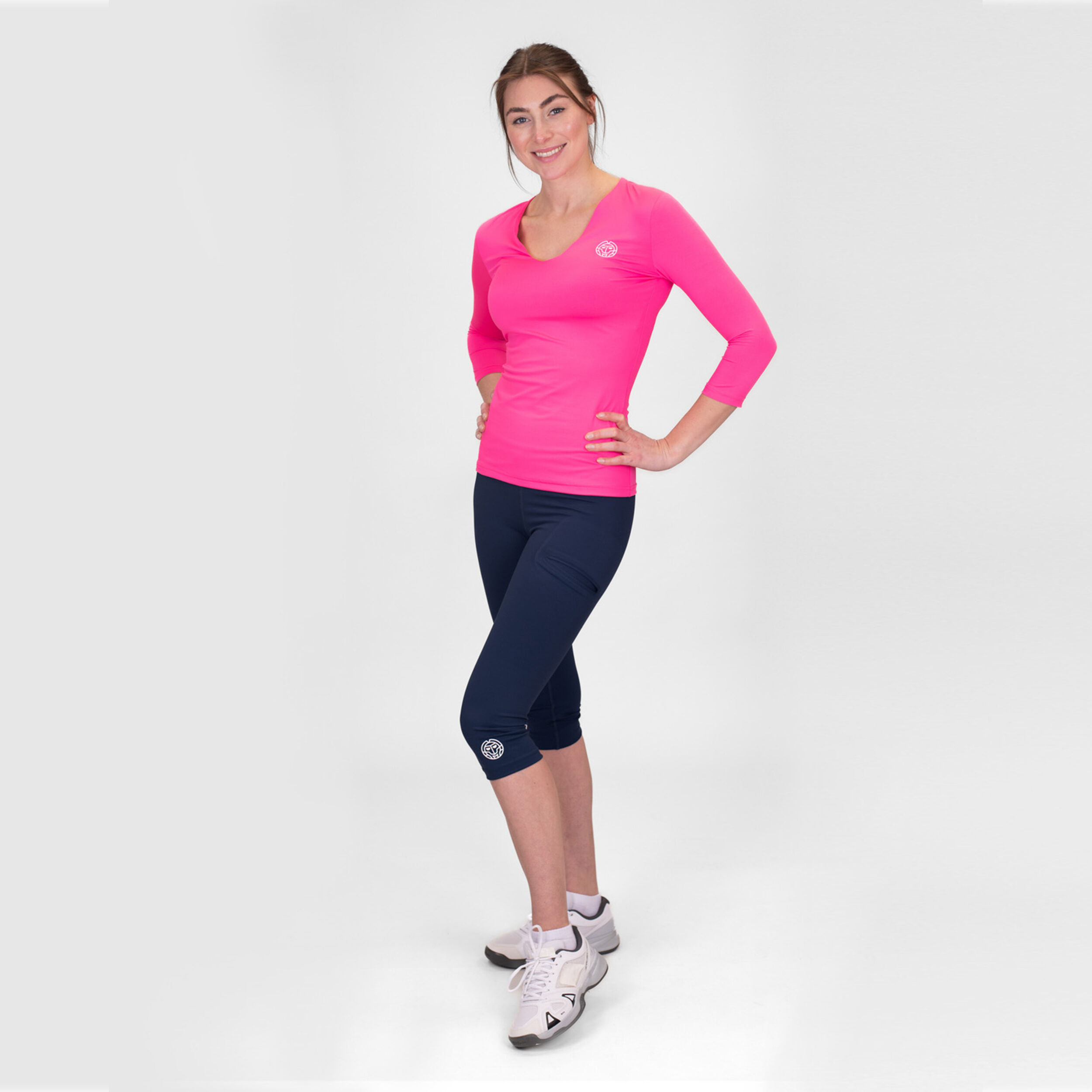 Crew V-Neck Longsleeve Damen - Pink