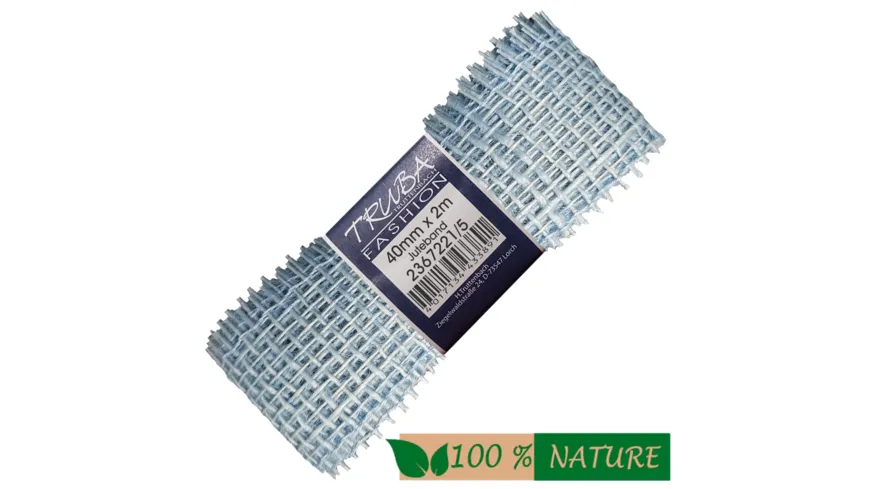 TRUBA 100% Natur Juteband hellblau 2 m
