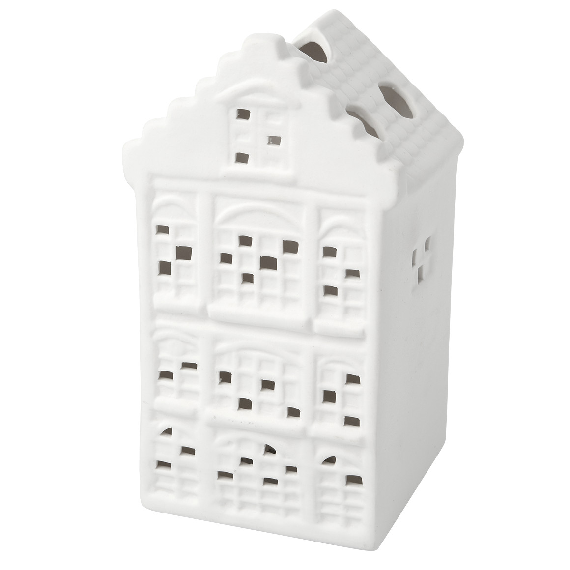LED-Deko-Haus aus Porzellan weiss