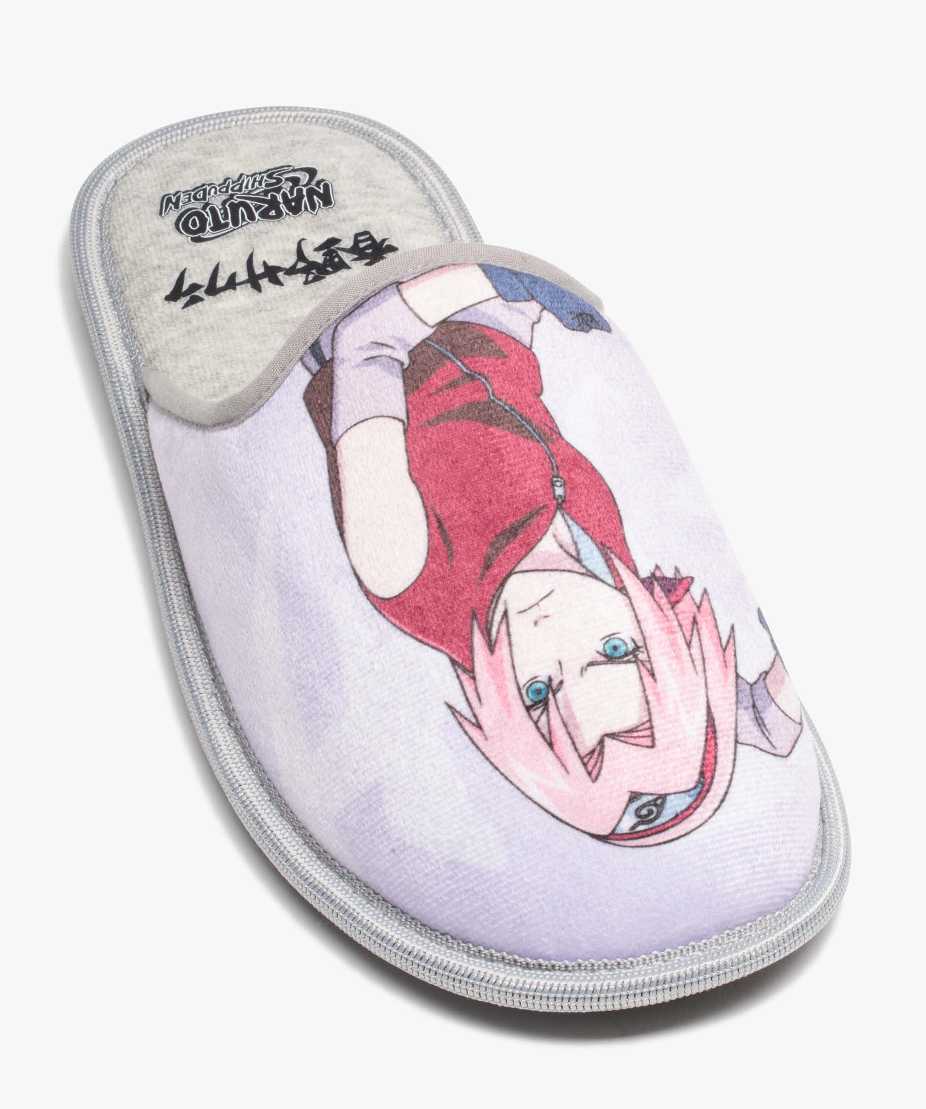 Chaussons femme mules en jersey imprimées - Naruto gris | GEMO
