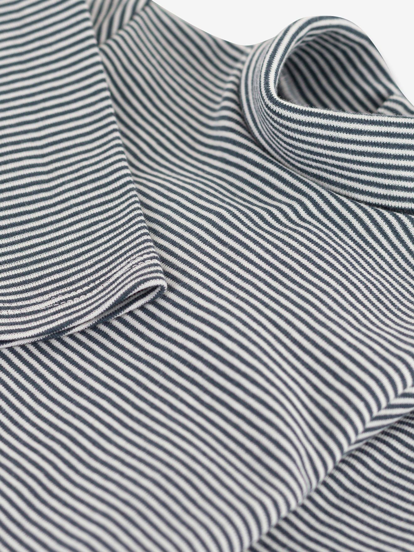 Body manches longues col roulé rayé en coton bio PETIT BATEAU gris
