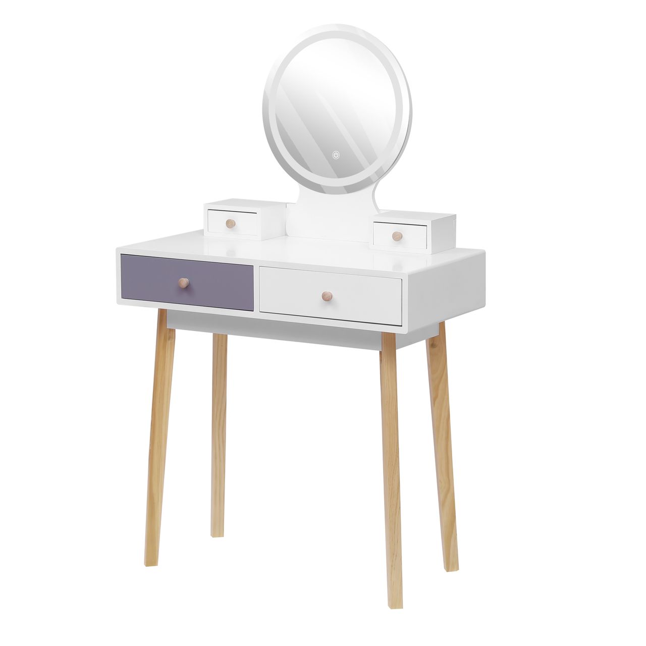 Happy Home Happy Home Schminktisch mit LED Spiegel, 4 Schubladen und Hocker HDT02-WEI weiß